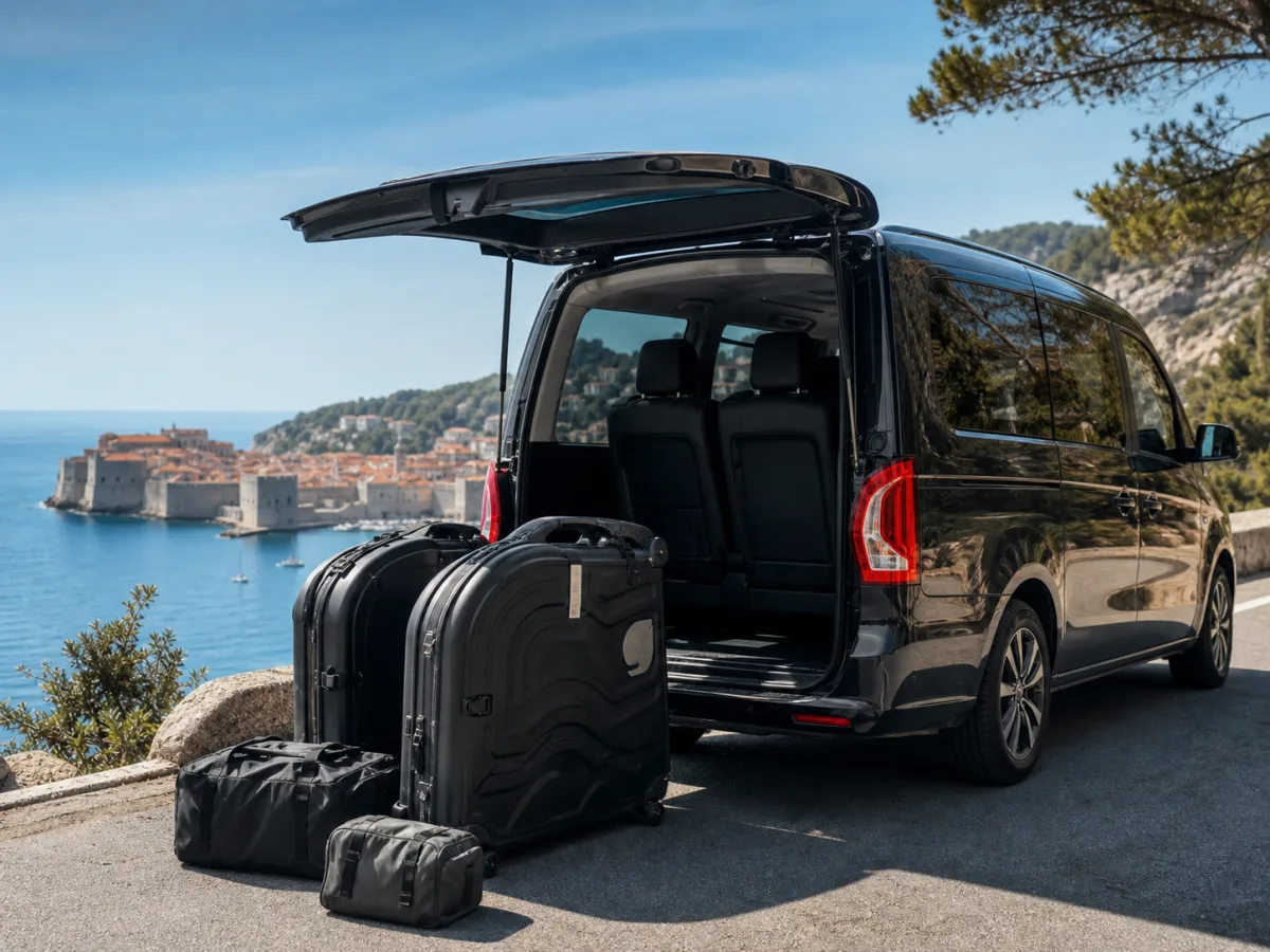 Privatni transfer s putnim torbama uz obalu Dubrovnika
